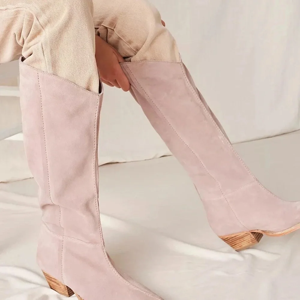Free People Pink Suede Knee High Boot - Picture 5 of 6